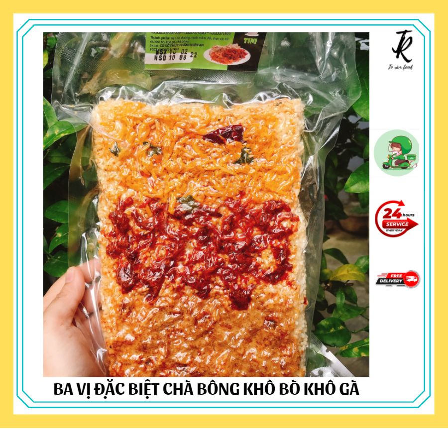 Cơm Cháy Mix Ba Vị Khô Bò Chà Bông Khô Gà 250Gr Cay Giòn Đậm Vị Siêu Ngon Siêu Hot [Ăn Vặt Tờ Râm]