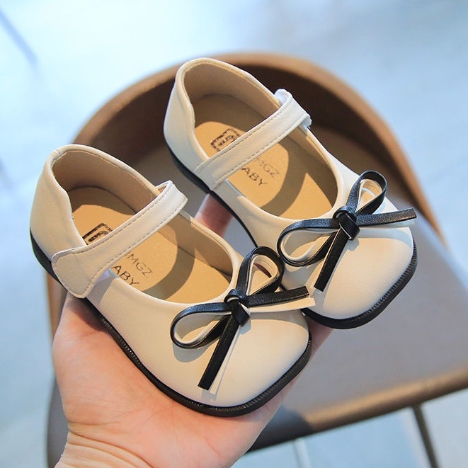 Giày búp bê đính nơ bé gái chuẩn MG baby da mềm đứng from chống trượt
