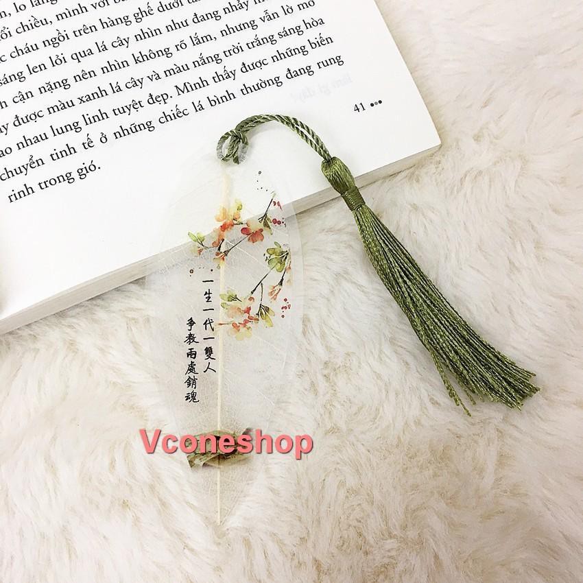 Bookmark gân lá cổ trang ép mỏng kẹp sách đánh dấu sách