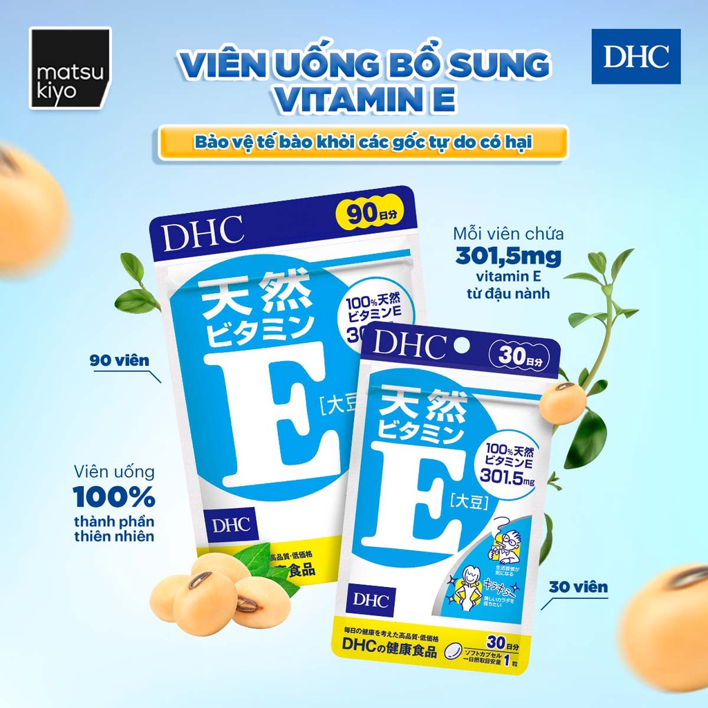 Viên uống bổ sung Vitamin E DHC Vitamin E - 30 viên/90 viên
