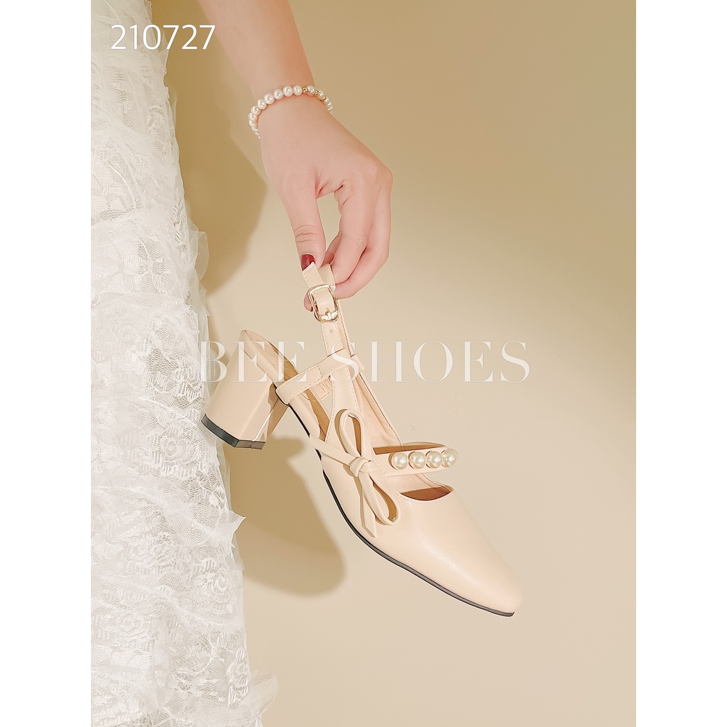 [ FORM NHỎ ]BEESHOES - GIÀY BÚP BÊ DÂY NGANG MŨI TRÒN  - GIÀY BÚP BÊ ĐẾ TRỤ CAO 5CM CÓ SẴN 210727