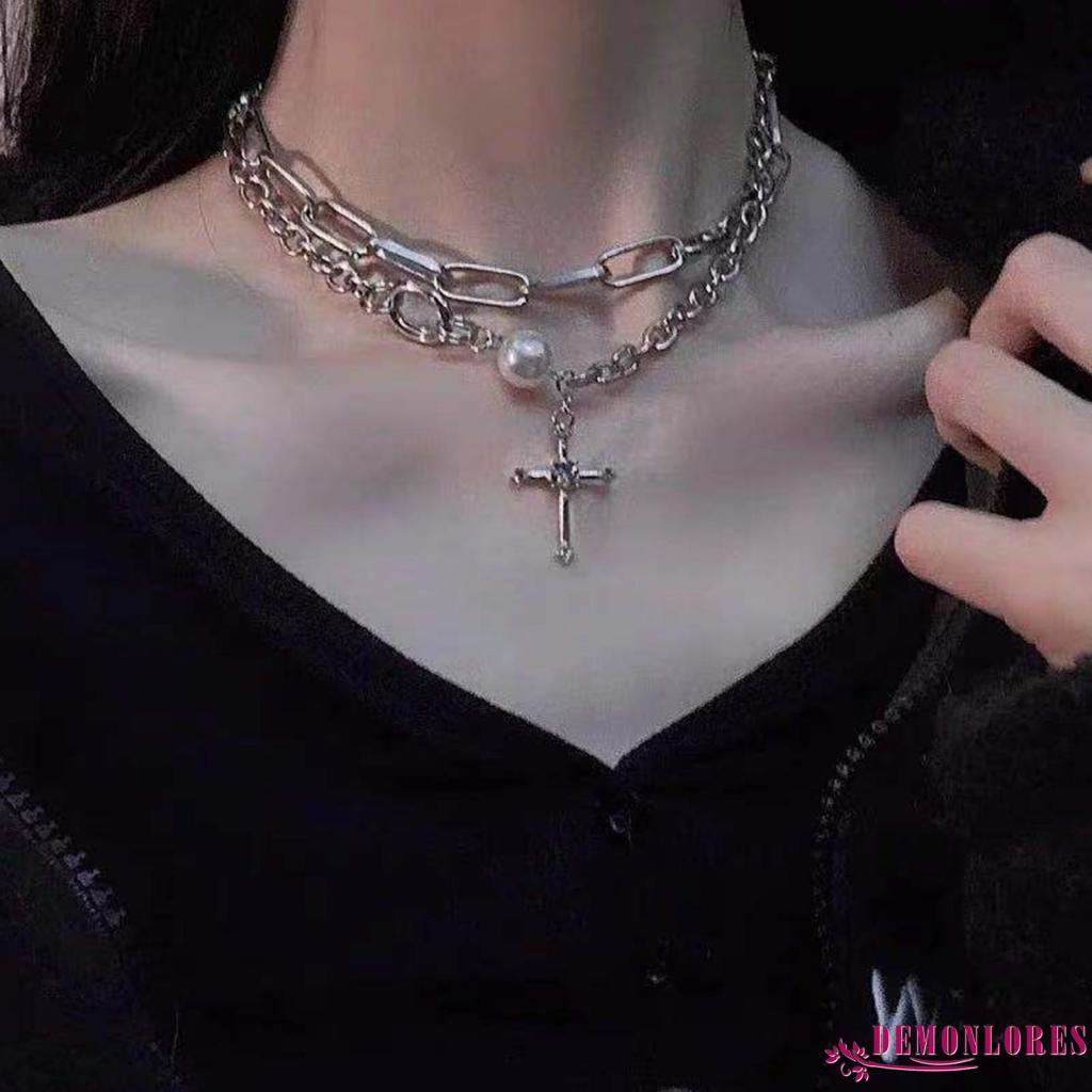 Vòng cổ hợp kim mặt hình thánh giá đính đá phong cách sang trọng cho nữ