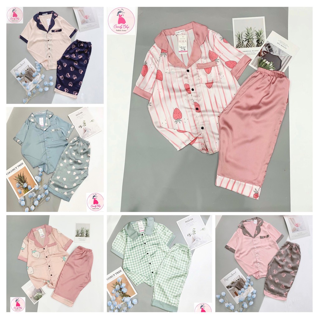 [Ảnh + VideoThật] Đồ Bộ Pijama LỤA SATIN LOẠI 1 Size 40-65kg áo cộc Quần lửng thấm hút mồ hôi | BigBuy360 - bigbuy360.vn