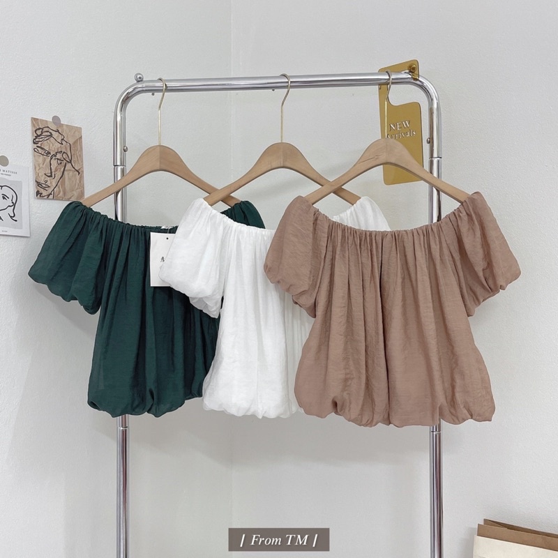 Áo trễ vai voan Hàn Quốc tay ngắn dáng xinh 1797