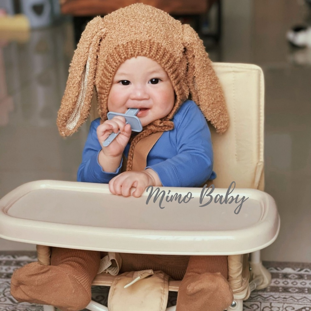 Mũ nón len bông xù tai thỏ dài đáng yêu cho bé 5m-3y Mimo baby ML41