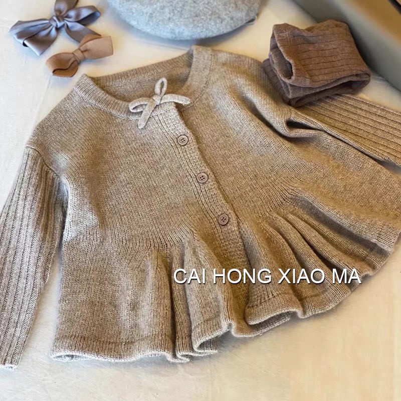Áo Khoác Cardigan Len Dệt Kim Thời Trang Mùa Thu 2022 Dễ Thương Cho Bé Gái