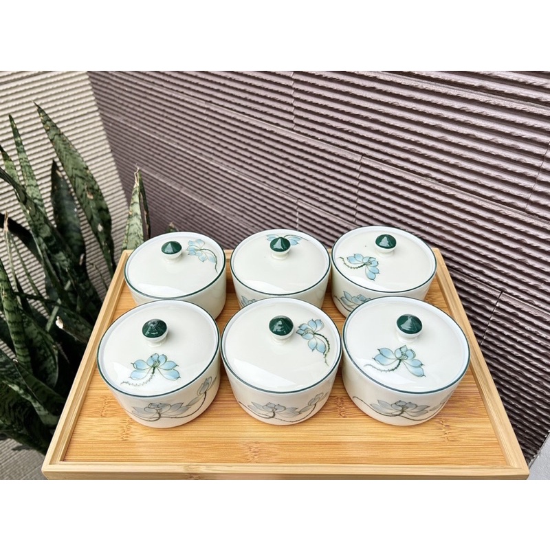 Bộ hũ mứt Tết, thố nhỏ có nắp đựng bánh kẹo hạt trang trí gốm Bát Tràng