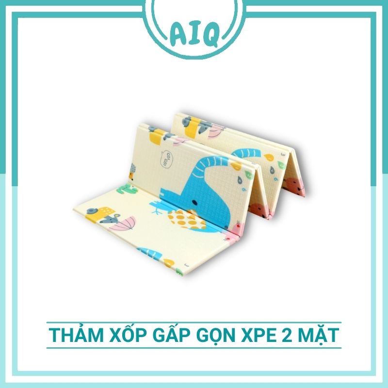 Thảm xốp gấp gọn XPE phủ SILICON AIQ Store công nghệ Hàn Quốc - Tấm xốp lót sàn cho bé siêu bền họa tiết đáng yêu