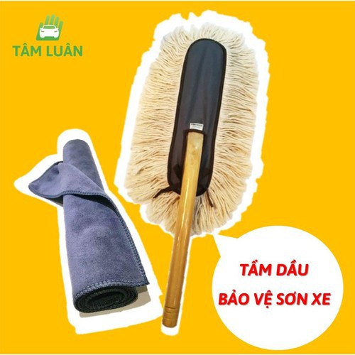 Combo khăn lau + chổi quét bụi ô tô chuyên dụng Tâm Luân vệ sinh bụi xe hơi oto phụ kiện trong ngoài vệ sinh oto