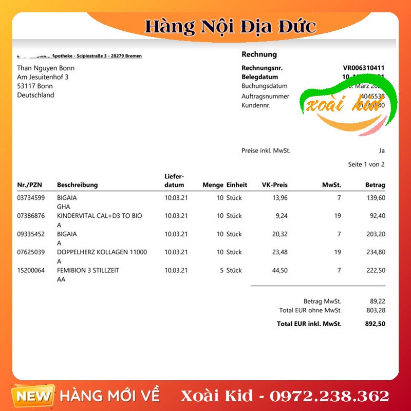 [Hàng nội địa Đức] Kollagen 11000 Plus của Đức giúp hỗ trợ xương khớp