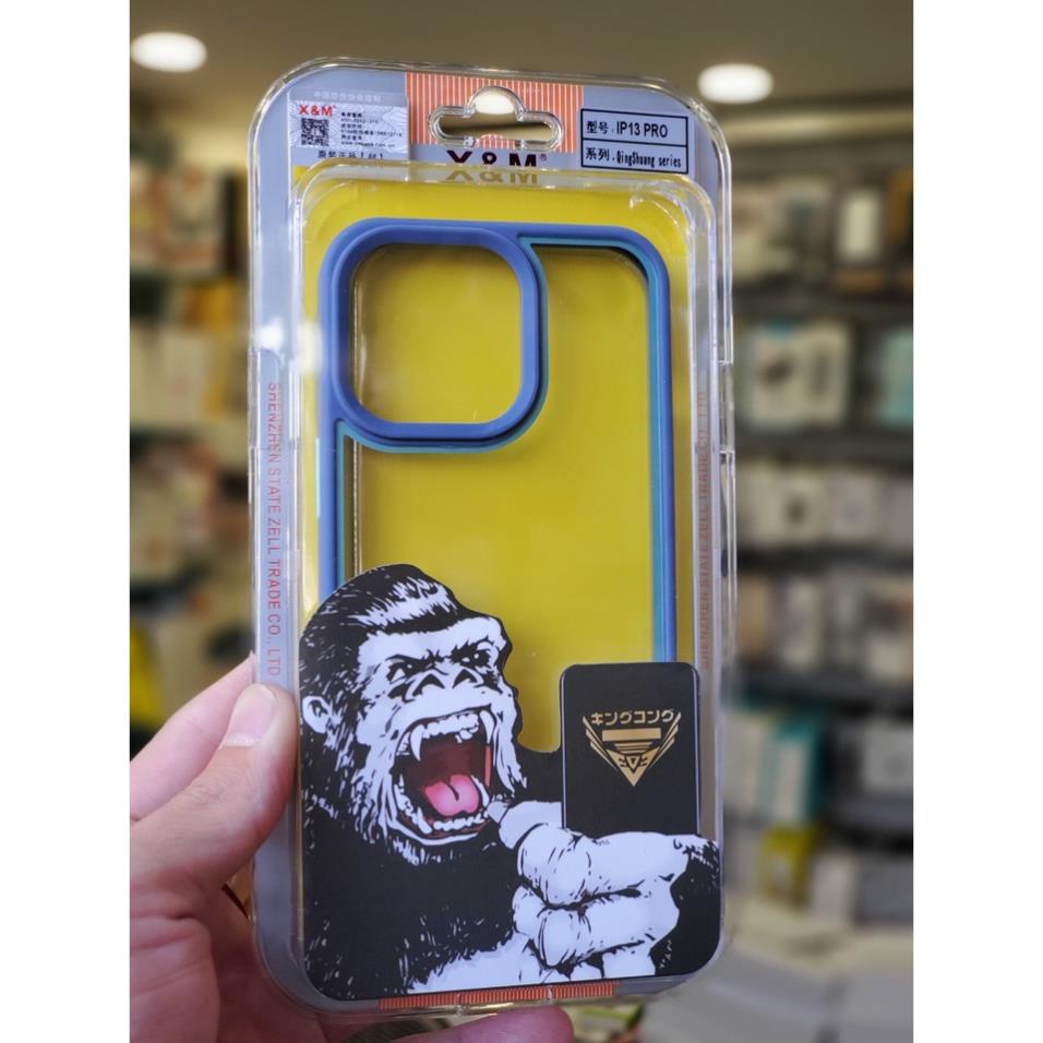 Ốp lưng trong viền màu Hiệu X&M Kingkong iPhone 13./ 13 Pro/ 13 Pro Max/ 12 Pro Max lưng trong cứng viền màu siêu đẹp