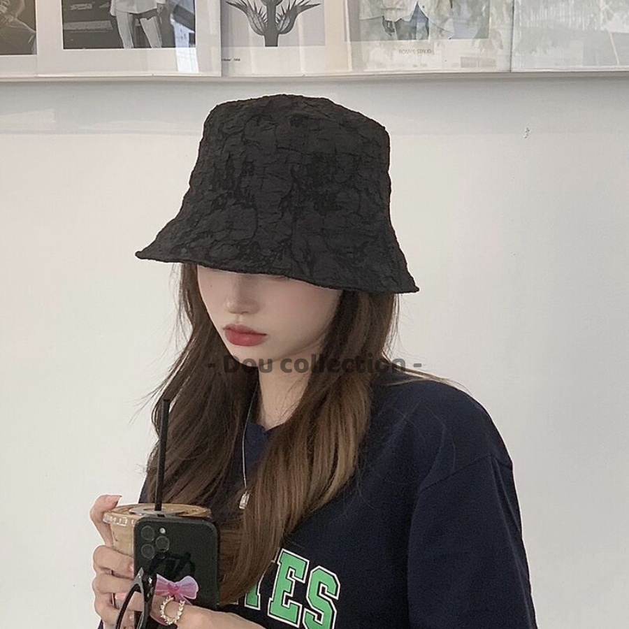 [Nowship2h] Mũ Bucket (Mũ xô) Unisex Retro trơn phối nhúng bèo phong cách Nhật Bản - Chất liệu Polyeste - Mã NV046