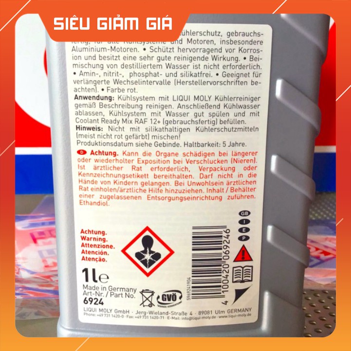 Nước Làm Mát Liqui Moly Coolant Ready Mix RAF 12 Plus 6924 1L - Nước Màu Đỏ Hồng Đã Pha Sẵn