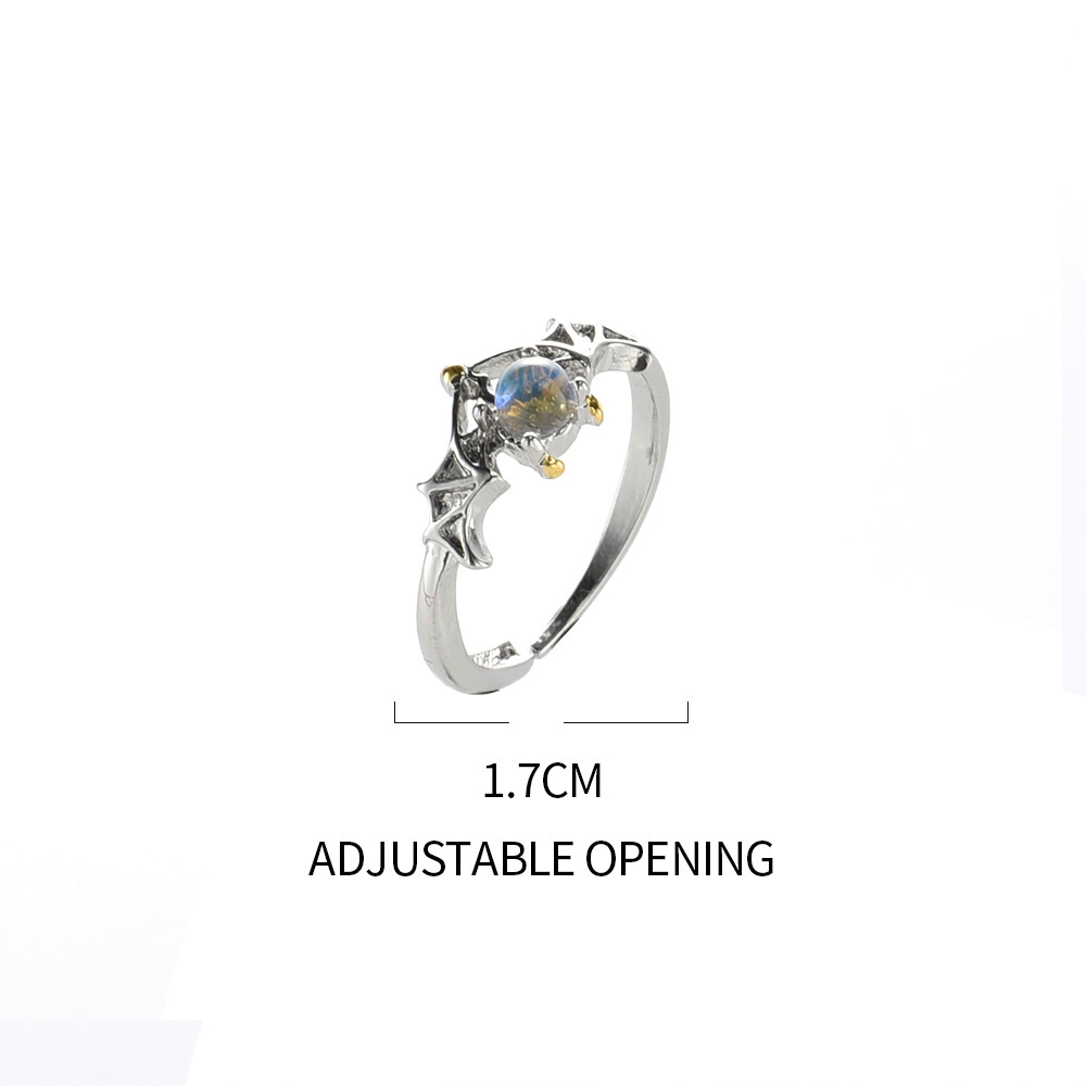 Nhẫn Mở Hình Thiên Thần Đính Đá Mặt Trăng Xanh Dương Thời Trang Hàn Quốc Có Thể Điều Chỉnh Cho Nữ / Cặp Đôi Dự Tiệc Phổ Biến