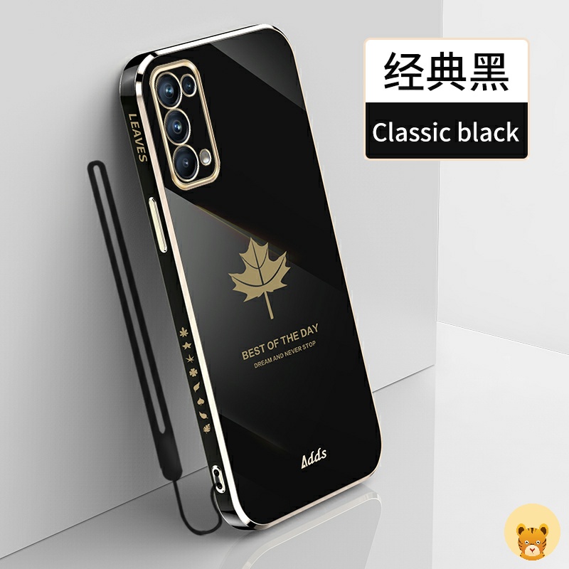 Ốp Điện Thoại Viền Dẻo Bề Mặt Mịn Kèm Dây Đeo Sang Trọng Cho Oppo Reno 5 Case Reno 5 Pro