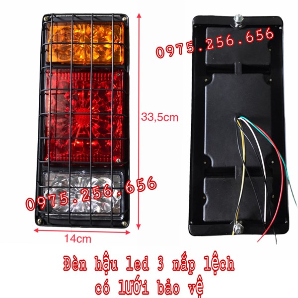 Phụ tùng hùng lỳ Đèn Hậu led 3 Nắp Lệch 24V có lưới bảo vệ  `1 cái Thường đèn hậu led xi nhan trang trí ô tô xe tải