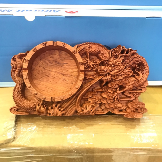 Gạt tàn thuốc gỗ Hương Đỏ dài 25cm - Vật phẩm phong thủy - 1 đổi 1 trong 30 ngày