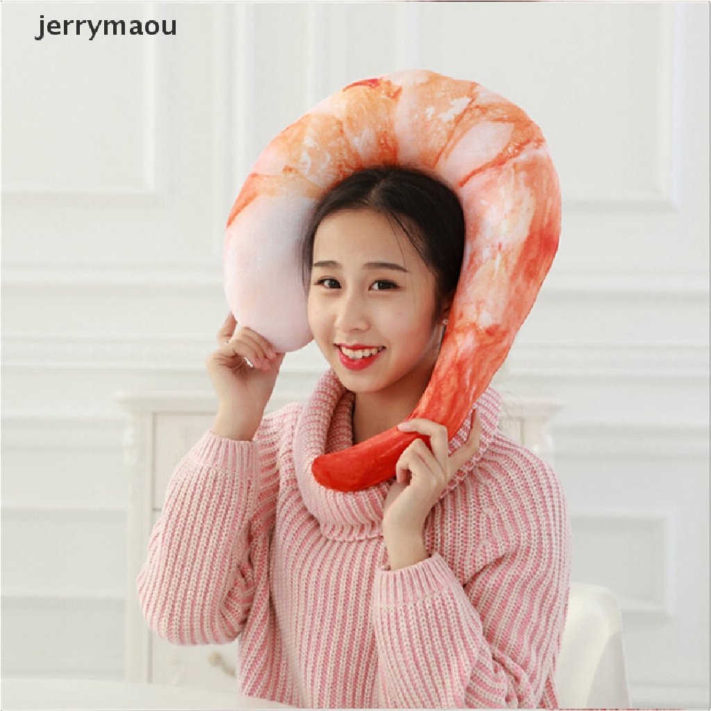 [JER] Gối Kê Cổ Chữ U Hình Tôm Nhồi Bông Dạng Lột Thời Trang