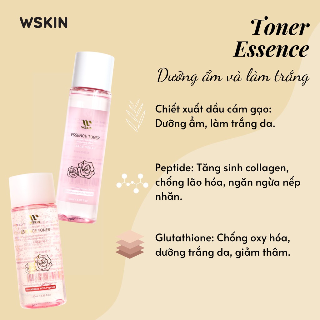 NƯỚC HOA HỒNG TINH CHẤT ESSEN TONER WSKIN CẤP ẨM, DƯỠNG TRẮNG, NGHỪA NÁM 150ML