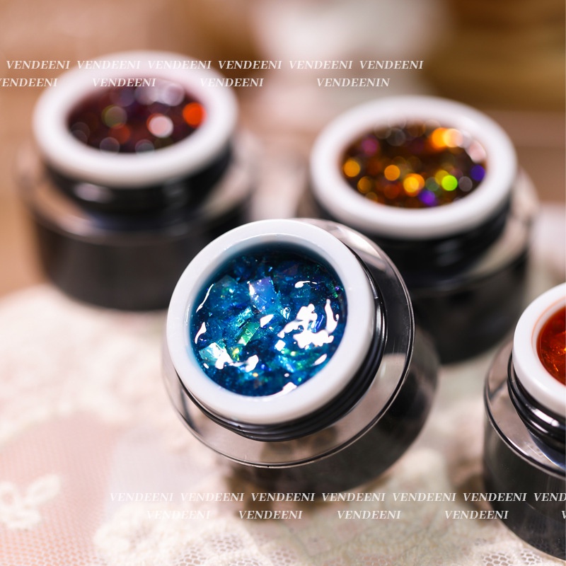 Gel hổ phách VENDEENI có nhũ sáng lấp lánh trang trí móng 10g