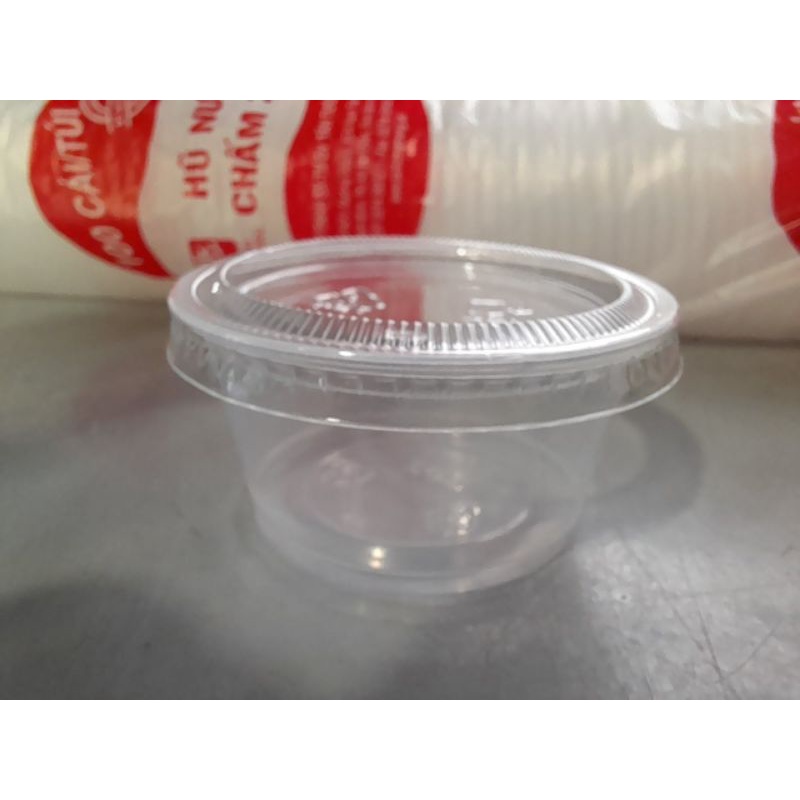 100 hủ nhựa kèm nắp đựng sốt, tương chấm 2oz