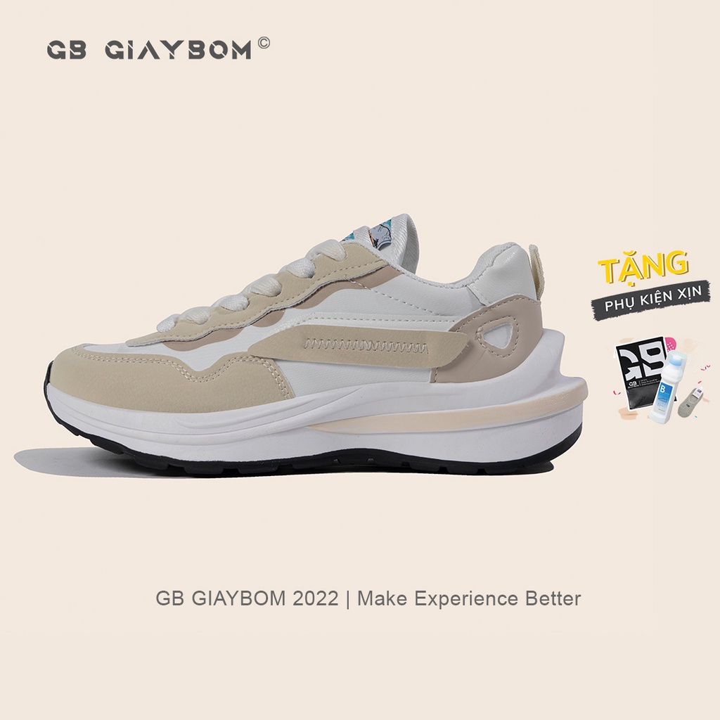 Giày Thể Thao Nữ Độn Đế Giày BOM Sneaker Tăng Chiều Cao Đế Êm Thích Hợp Đi Làm, Đi Học, Chơi giayBOM GB Warriors B1722
