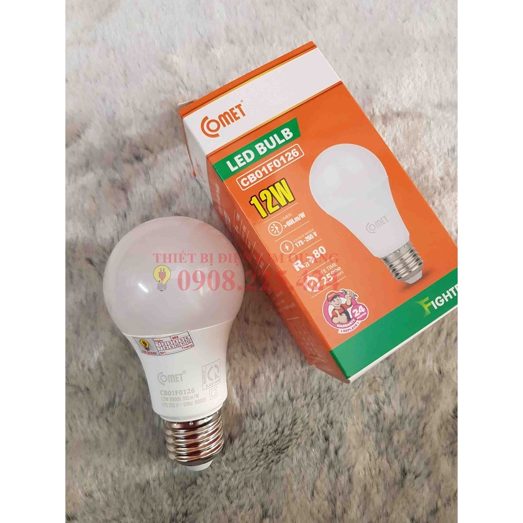 Bóng COMET Led Bulb tròn 5W/9W/12W TRẮNG/VÀNG, đui E27 bảo hành 1 năm