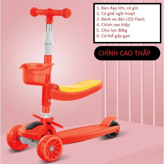 Xe Trượt Scooter Đa Năng Phát Sáng Cho Bé Từ 180g