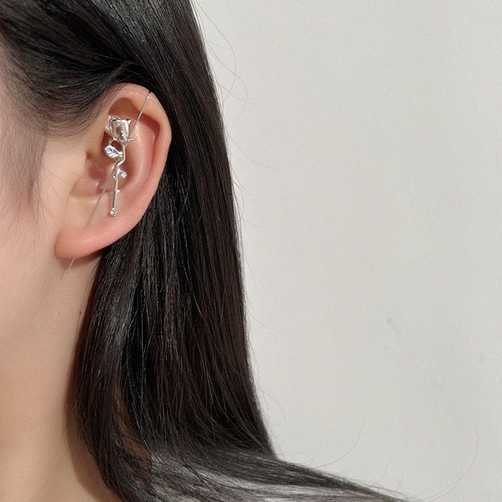 Khuyên Kẹp Vành Tai Hình Hoa Hồng Đơn Giản Sáng Tạo Phong Cách Hàn Quốc