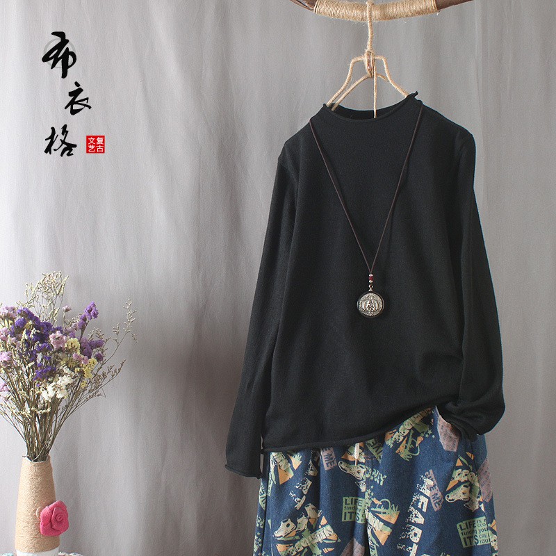 Áo len kiểu nữ dài tay thu đông cao cổ chất len mềm mịn vintage phong cách Nhật Bản AKira Store