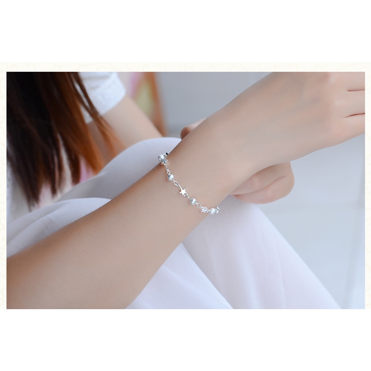 Ahellogirl Vòng tay mạ bạc họa tiết ngôi sao phong cách Hàn Quốc xinh xắn dành cho nữ