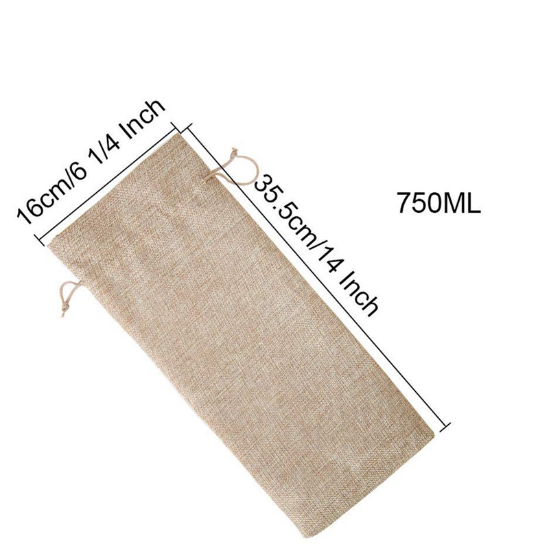 Bộ 10 túi đựng chai rượu bằng sợi đay màu trơn 14x6 1/4 Inch