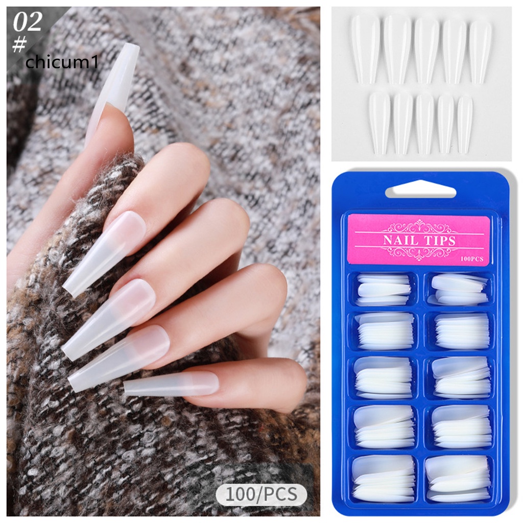 Hộp 100 Móng Tay Giả Bằng Nhựa Abs Dài Nhỏ Gọn Dành Cho Nữ