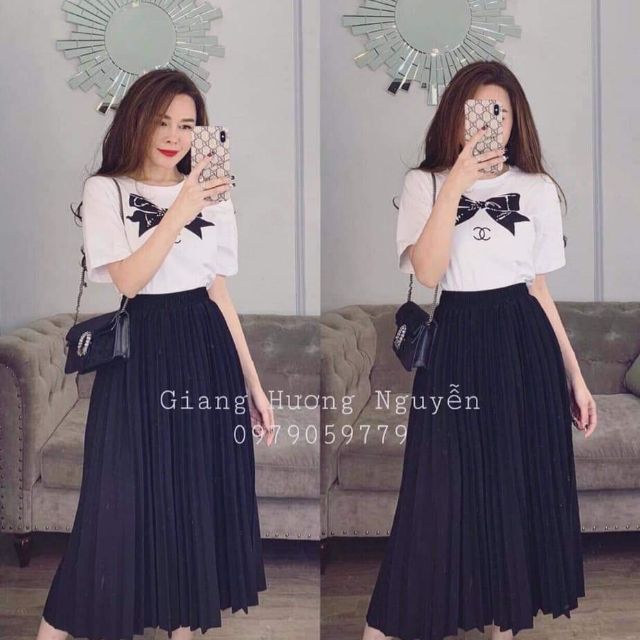 Chân váy xếp li_kèm ảnh thật