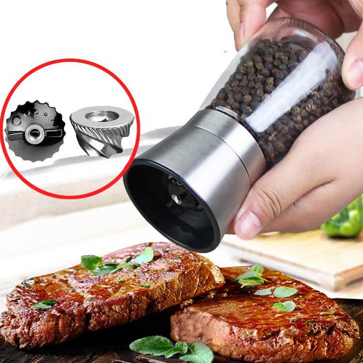 Cối  xay tiêu thủy tinh cầm tay