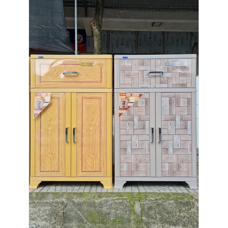 Tủ Giày Suki II 2 Cánh + 1 Ngăn Nguyên Đựng Đồ ,Cánh dưới 4 tầng để Giày Dép GIẢ GỖ - Nhựa Duy Tân