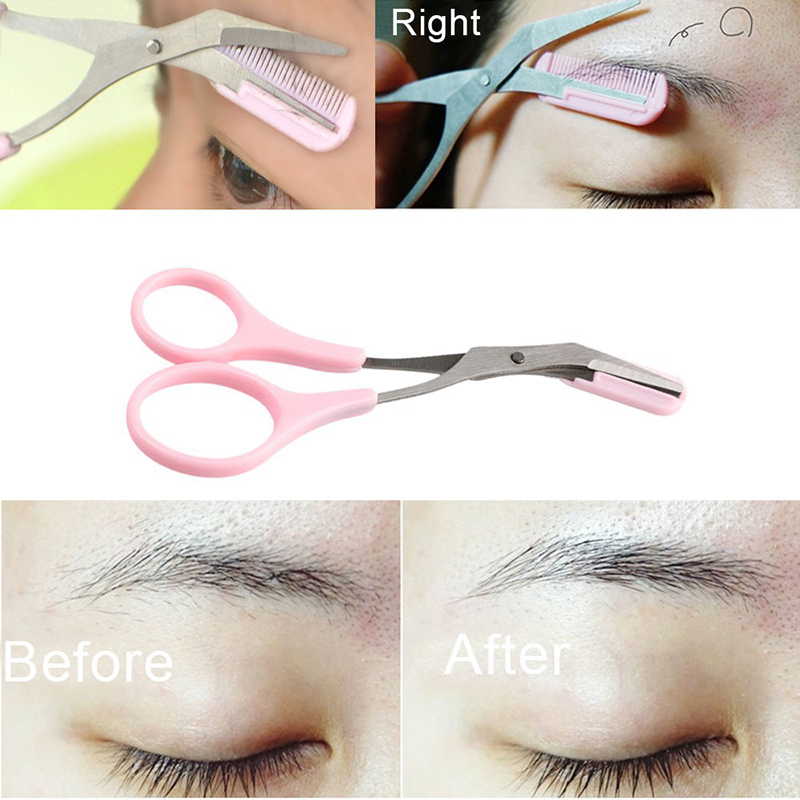 Kéo Chải Tỉa Lông Mày Nhỏ Gọn Trang Điểm Tiện Dụng