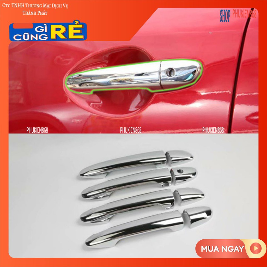 Bộ 4 ốp hõm cửa, 4 ốp tay cầm ô tô LOẠI DÀY, hợp kim không gỉ, bóng đẹp xe MAZDA 6