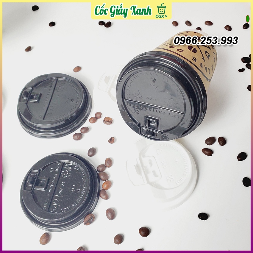 Lốc 50 Nắp Nhựa Có Nút Bật Cho Ly Giấy, Ly Nhựa Dùng Trong Quán Cafe, Trà Sữa