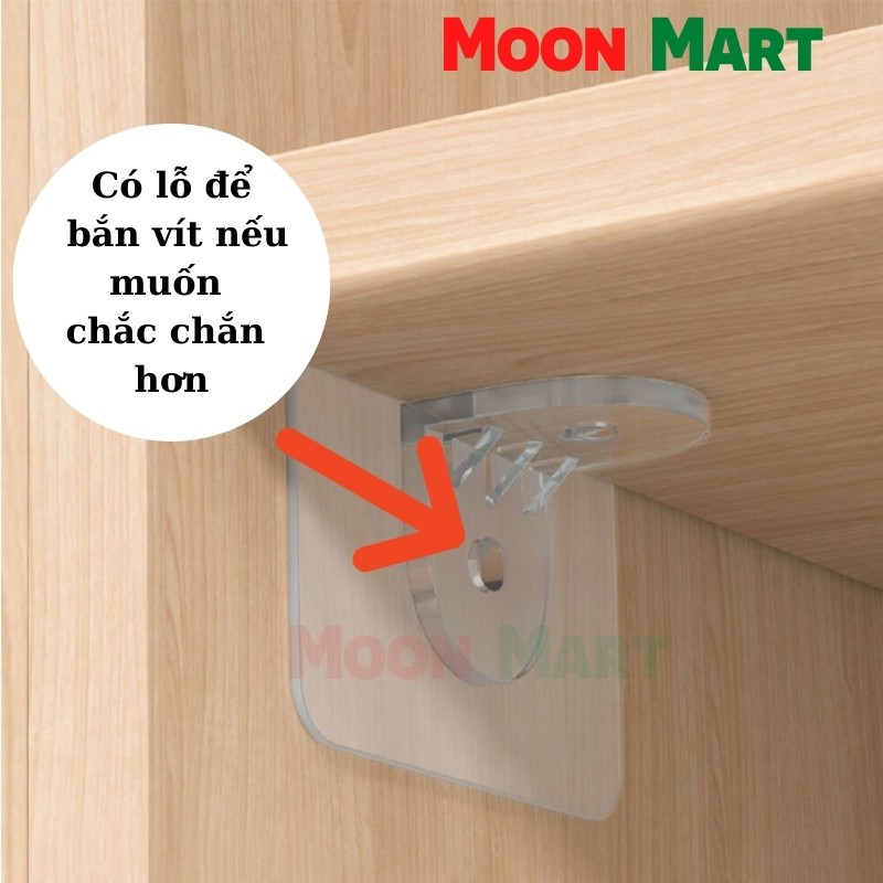 Miếng dán giá đỡ kệ gỗ treo tường, kệ sách, tủ giầy, miếng dán ke góc chữ L