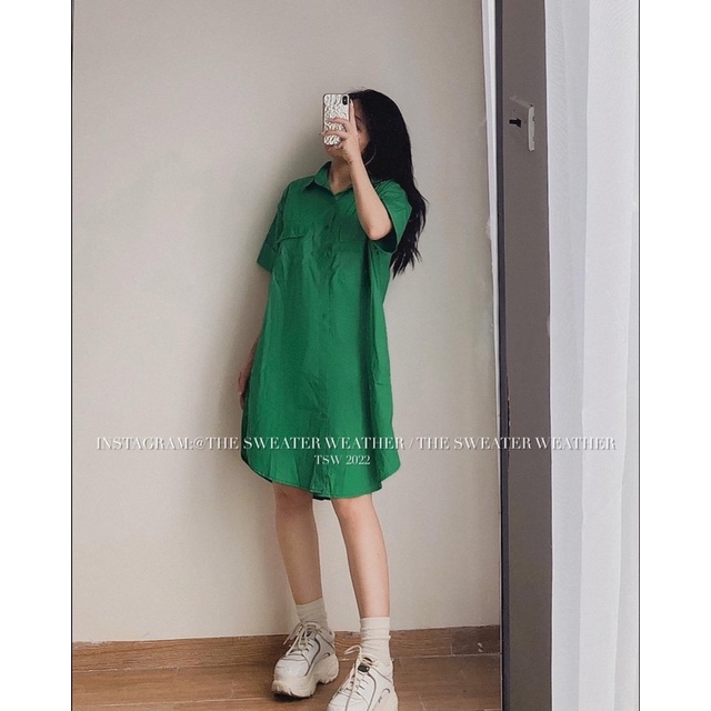 Váy sơ mi dáng dài vintage siêu xinh