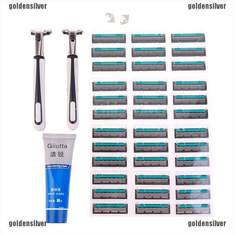 (Hàng Mới Về) Set 40 Lưỡi Dao Cạo Râu Gillette 3 Màu Vàng Cho Nam