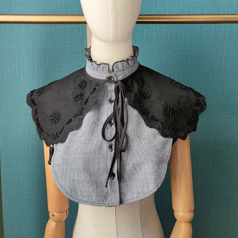 Cổ Áo Rời Dáng Ngắn In Họa Tiết Hoa Trang Trí Xinh Xắn Thời Trang Cho Nữ