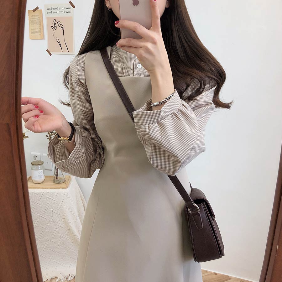 Áo sơ mi cổ cao tay dài phong cách thanh lịch cho nữ 27362