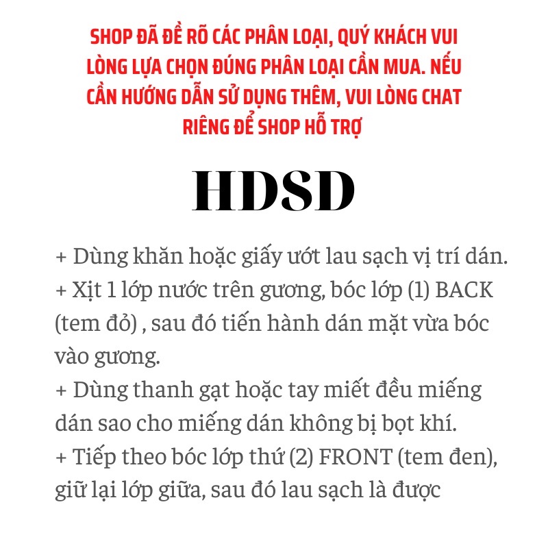 Cỡ đại 160x350 mm bộ 2 miếng dán kính sườn chống nước - miếng dán kính chống đọng nước
