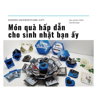 Exploding Box Quà Tặng Độc Lạ, LOVE BOX LỤC GIÁC 5IN1 BLUE(19.5x19.5x13cm)