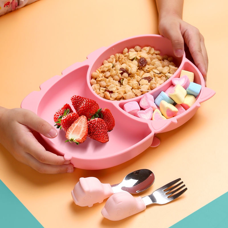 ♛Bộ Dụng Cụ Ăn Uống Bằng Silicone Tiện Dụng Cho Bé
