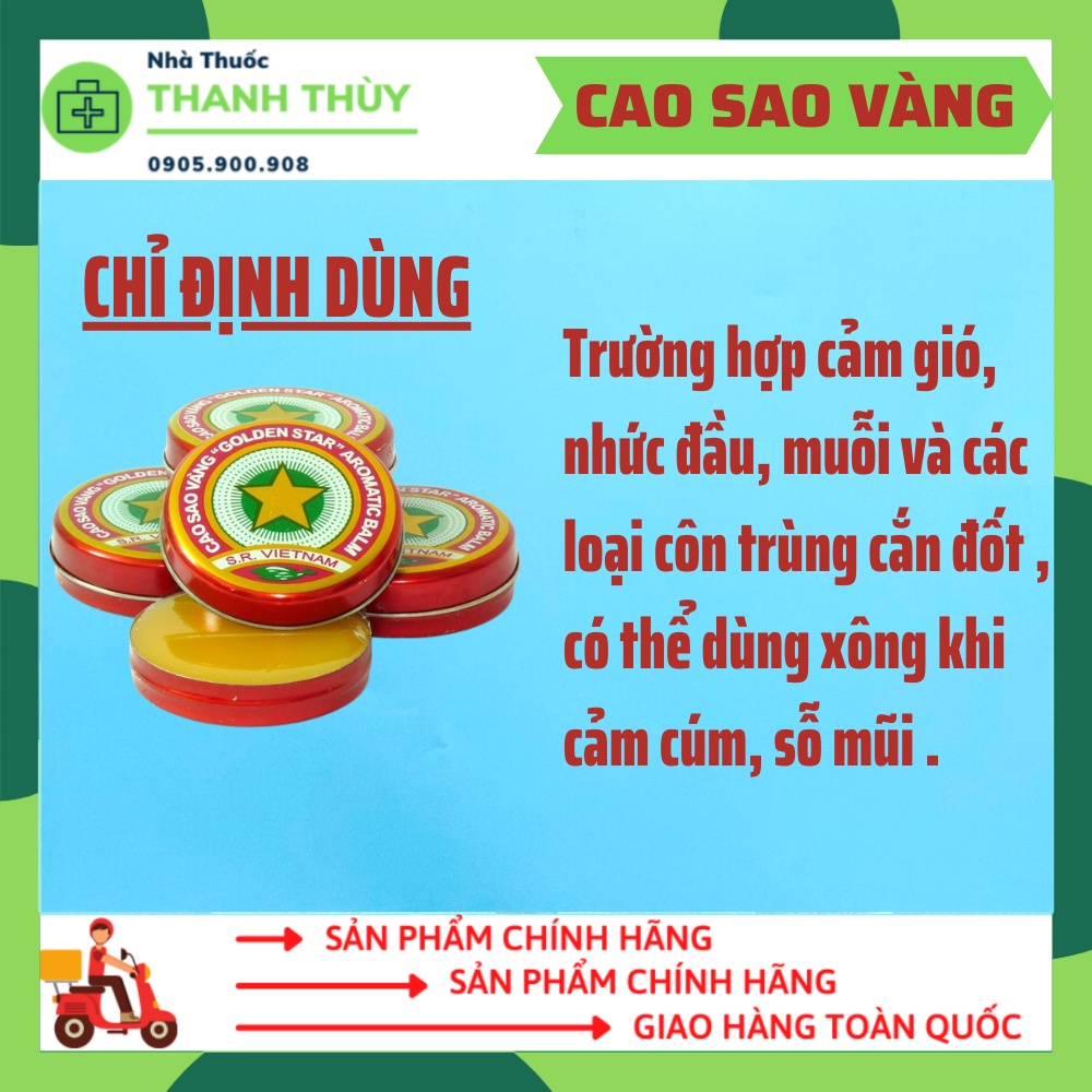 Cao Sao Vàng  Cao Xoa Nhức Đầu, Đau Bụng, Say Tàu Xe, Sổ Mũi, Côn Trùng Đốt