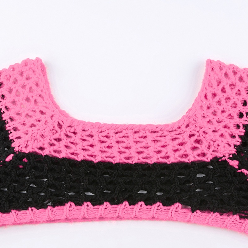 Brroa Áo Croptop Đan Len Tay Dài Họa Tiết Kẻ Sọc Thời Trang Cho Nữ