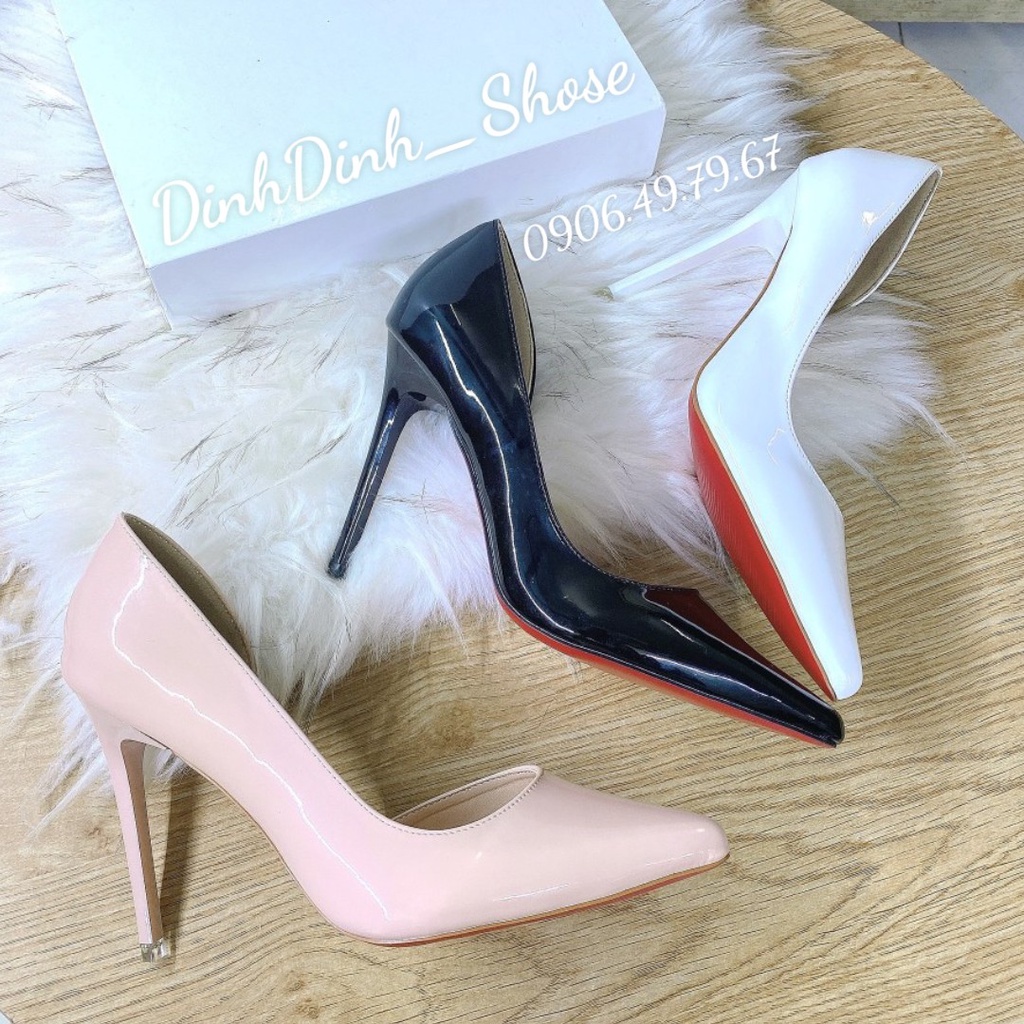 Giày cao gót nữ bít mũi, hở eo thời thượng đế Pháp đỏ gót nhọn cao 7cm và 9cm nhiều màu  - DinhDinh Store